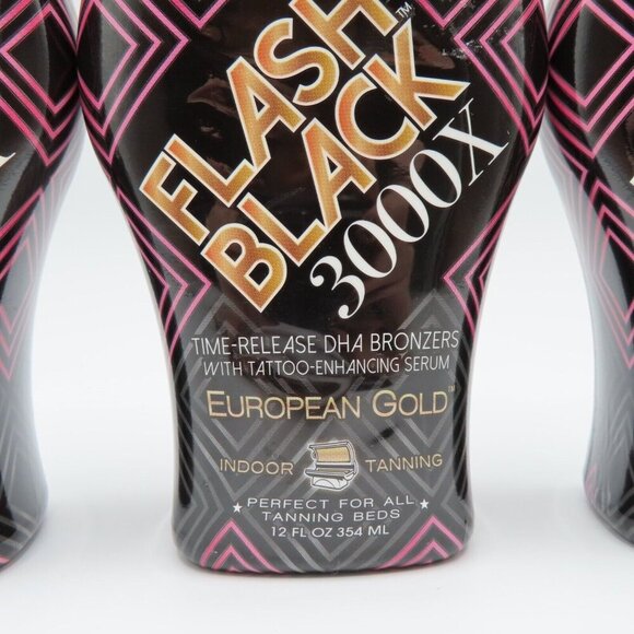 European Gold 3 Pack Flash Black 3000X Indoor Tanning Bed Lotion 12 Fl Oz NEW - Picture 3 of 10